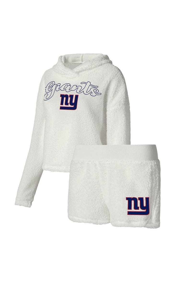 Women's Concepts Sport  White New York Giants Fluffy Pullover Sweatshirt & Shorts Sleep Set, Main, color, White