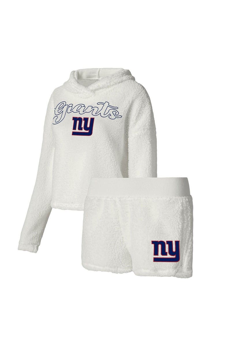 CONCEPTS SPORT Women's Concepts Sport  White New York Giants Fluffy Pullover Sweatshirt & Shorts Sleep Set, Main, color, White