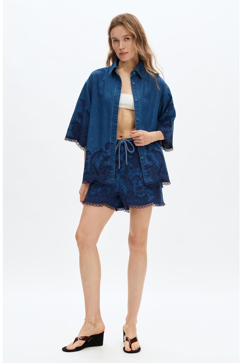 Embroidered Denim Shirt, Alternate, color, DARKTIDE