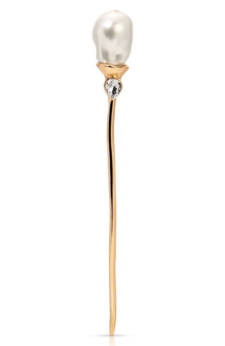 Ettika Mermaid Imitation Pearl Hair Pin, Main, color, Gold