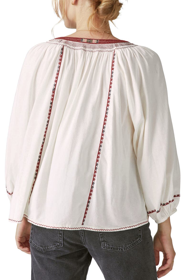 Embroidered Peasant Blouse, Alternate, color, WHITECAP GRAY