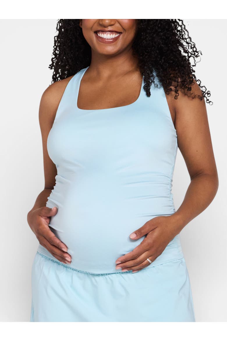 Scoop Neck Racerback Active Tank with Support, Main, color, Aqua