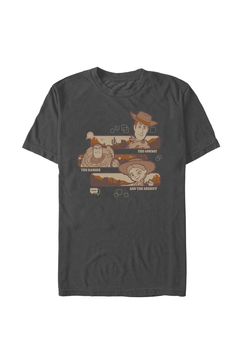 Men's Toy Story 5 Cowboy Ranger And Sheriff  Graphic T-Shirt, Main, color, Charcoal