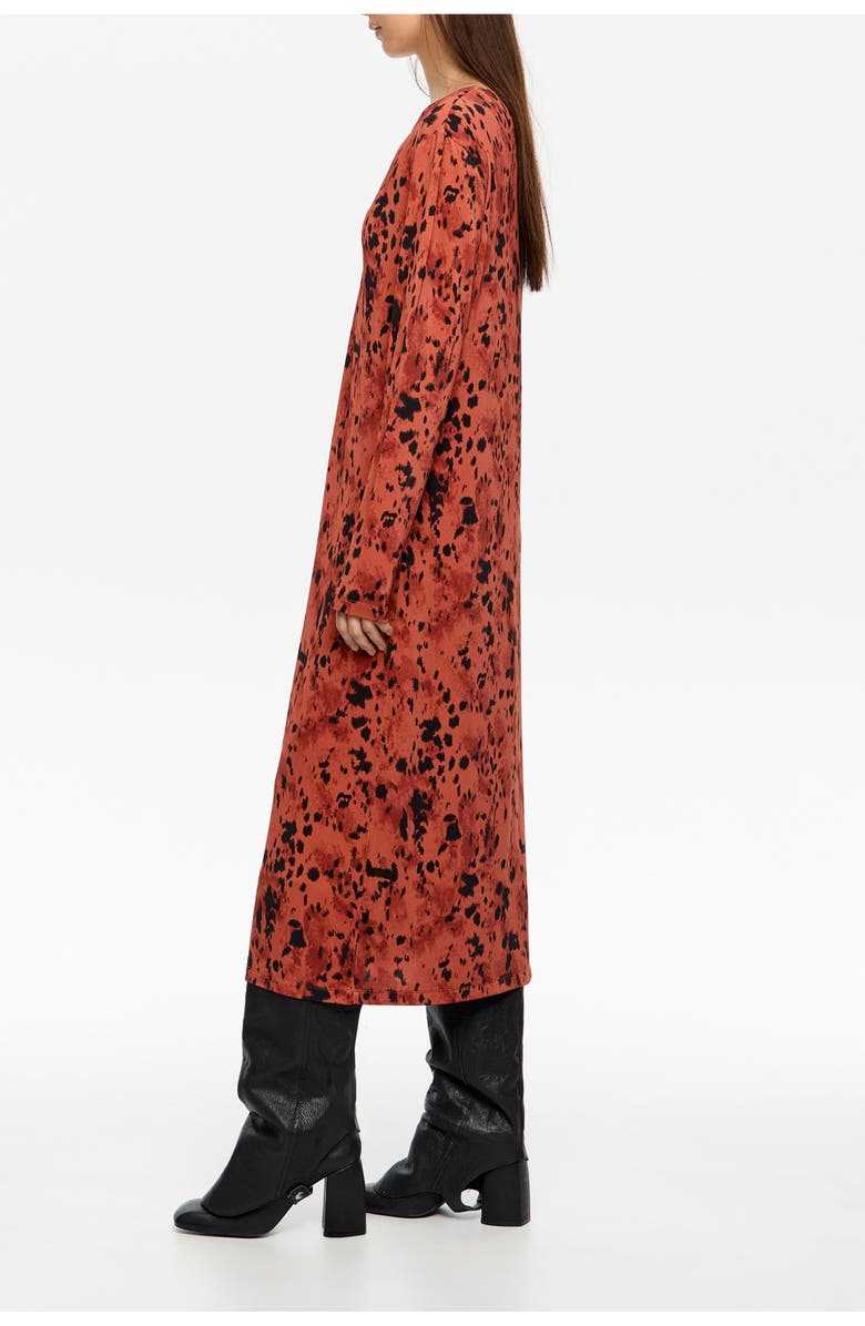 Bimba y Lola Lynx Gathered Neckline Dress, Alternate, color, Lynx Brown