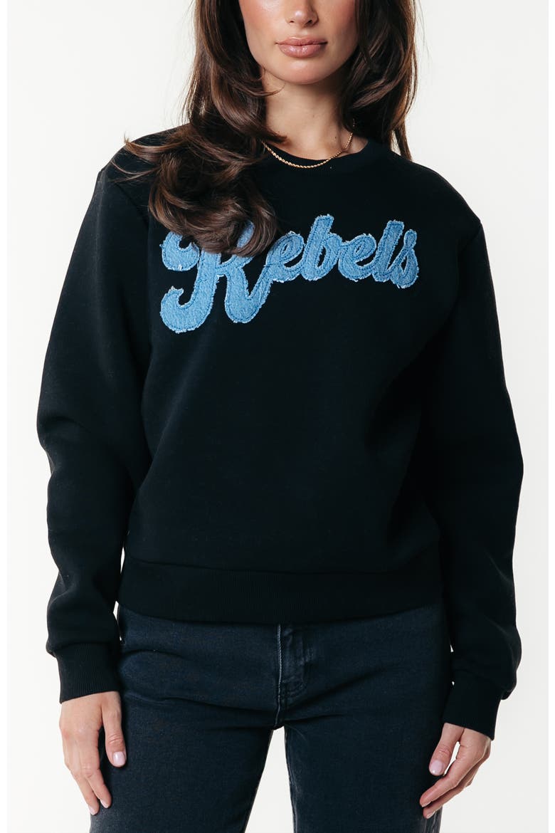 Denim Patch Relaxed Sweat, Main, color, Black