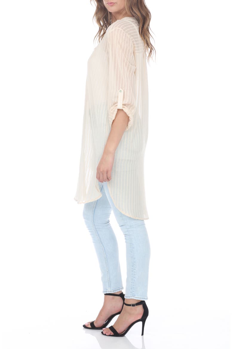 Semi Sheer Stripe Tunic, Alternate, color, BEIGE