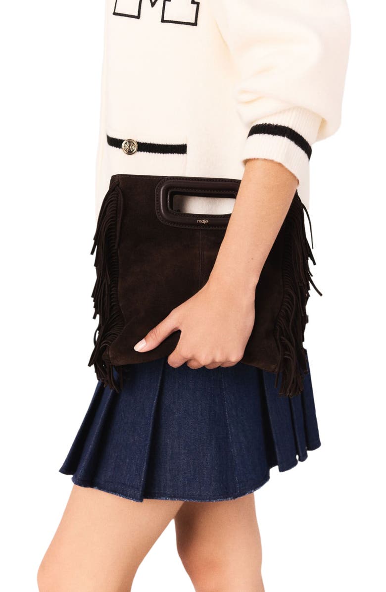 maje Long cardigan with embroidery, Alternate, color, Ecru