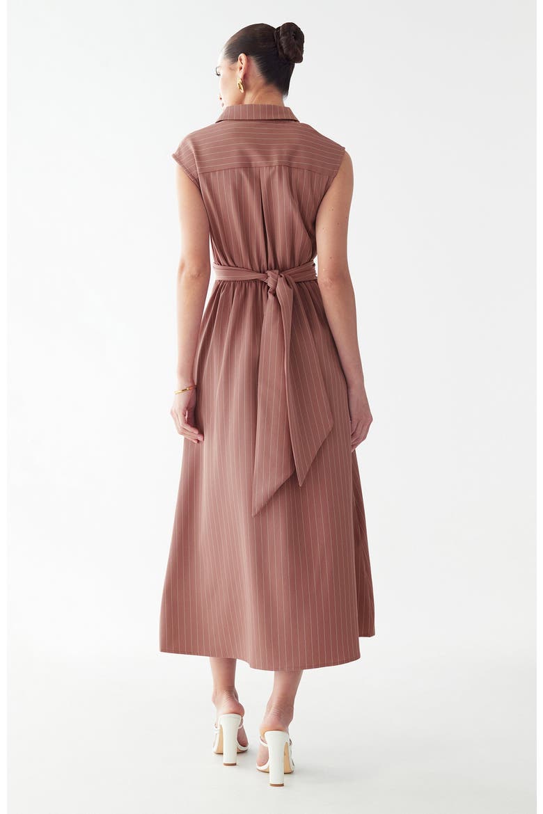 Gaia Midi Dress, Alternate, color, Pink Pinstripe
