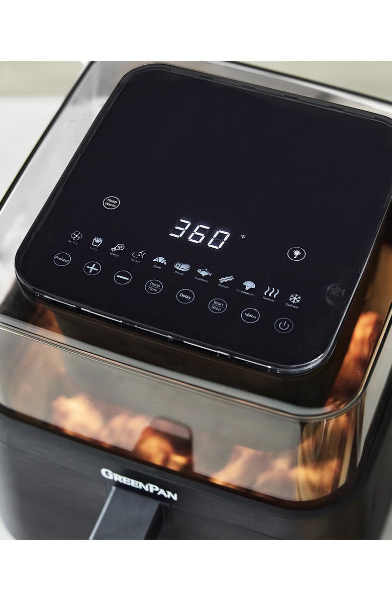 GreenPan Bistro 7 Quart 360° Clear View Air Fryer, Alternate, color, Black