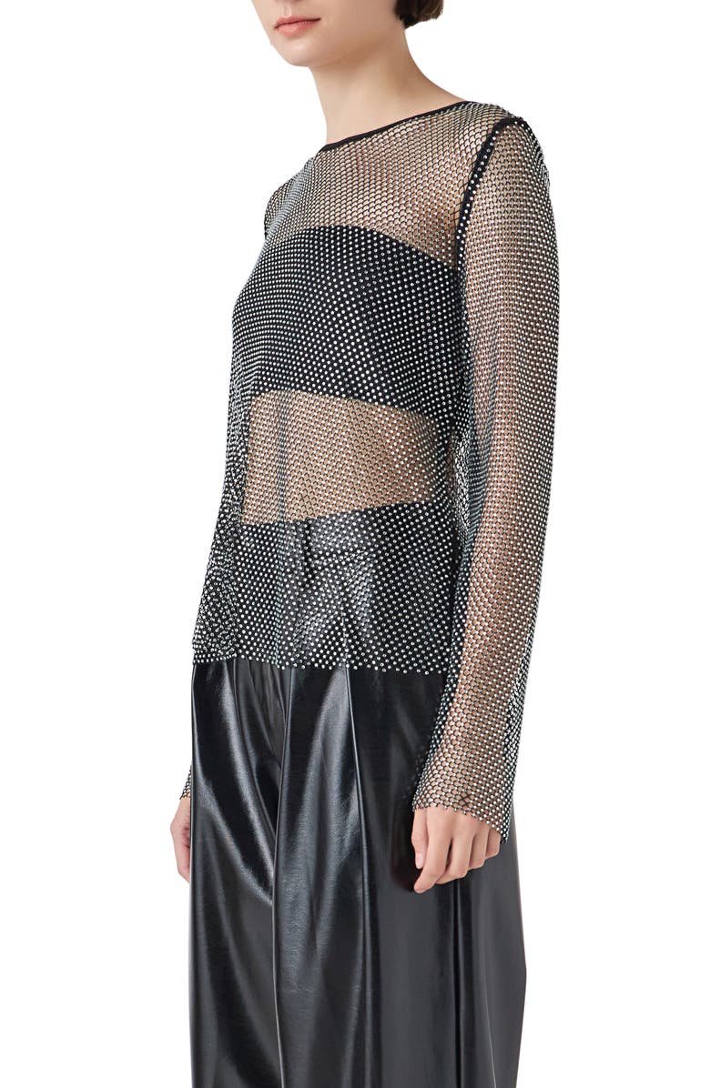 Grey Lab Sheer Rhinestone Top, Alternate, color, 