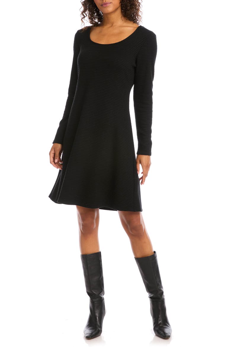 Erin Long Sleeve A-Line Sweater Dress, Alternate, color, BLACK