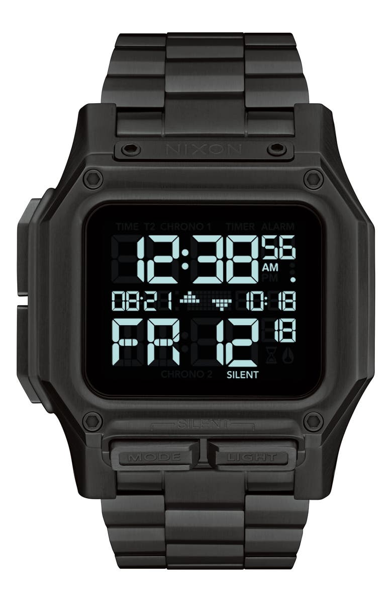 Nixon Regulus Digital Bracelet Watch, 46mm, Main, color, Black