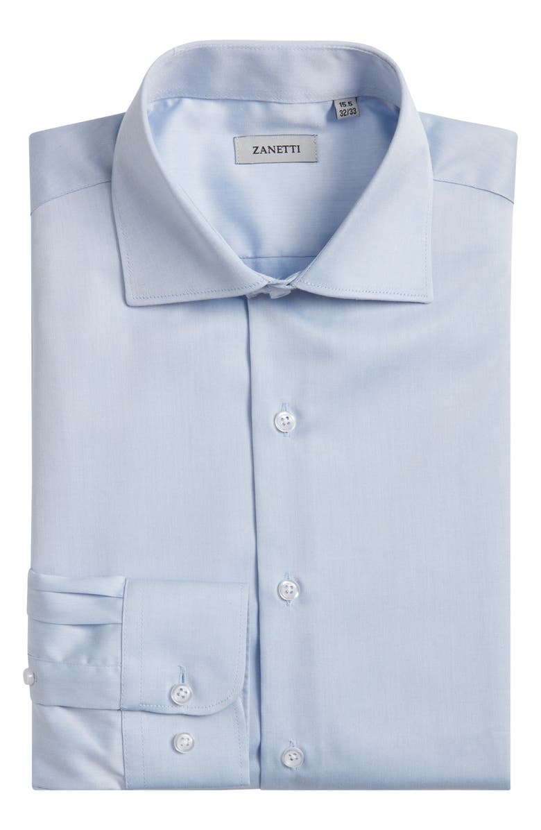 ZANETTI Solid Twill Dress Shirt, Alternate, color, Light Blue