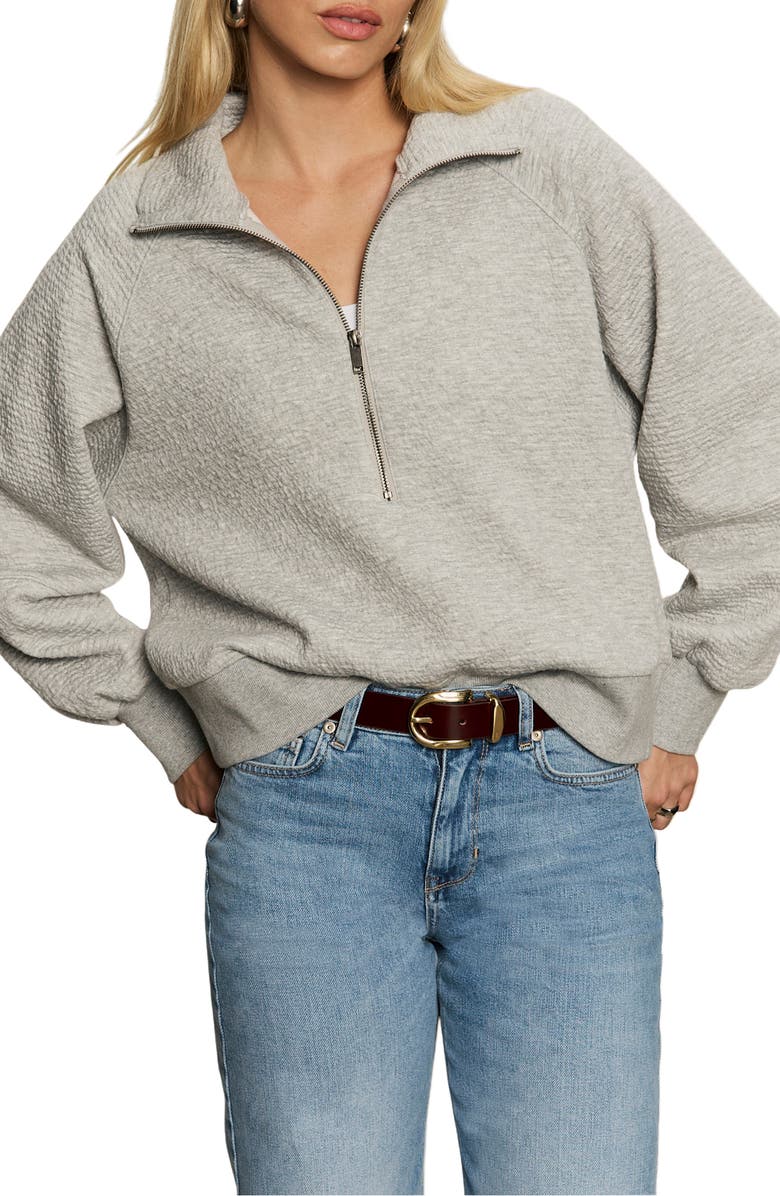 Sanctuary Textured Half-Zip Sweatshirt, Alternate, color, Heather Grey
