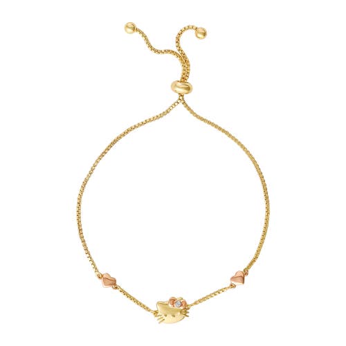 Hello Kitty Pink Heart Adjustable Lariat Bracelet In Gold