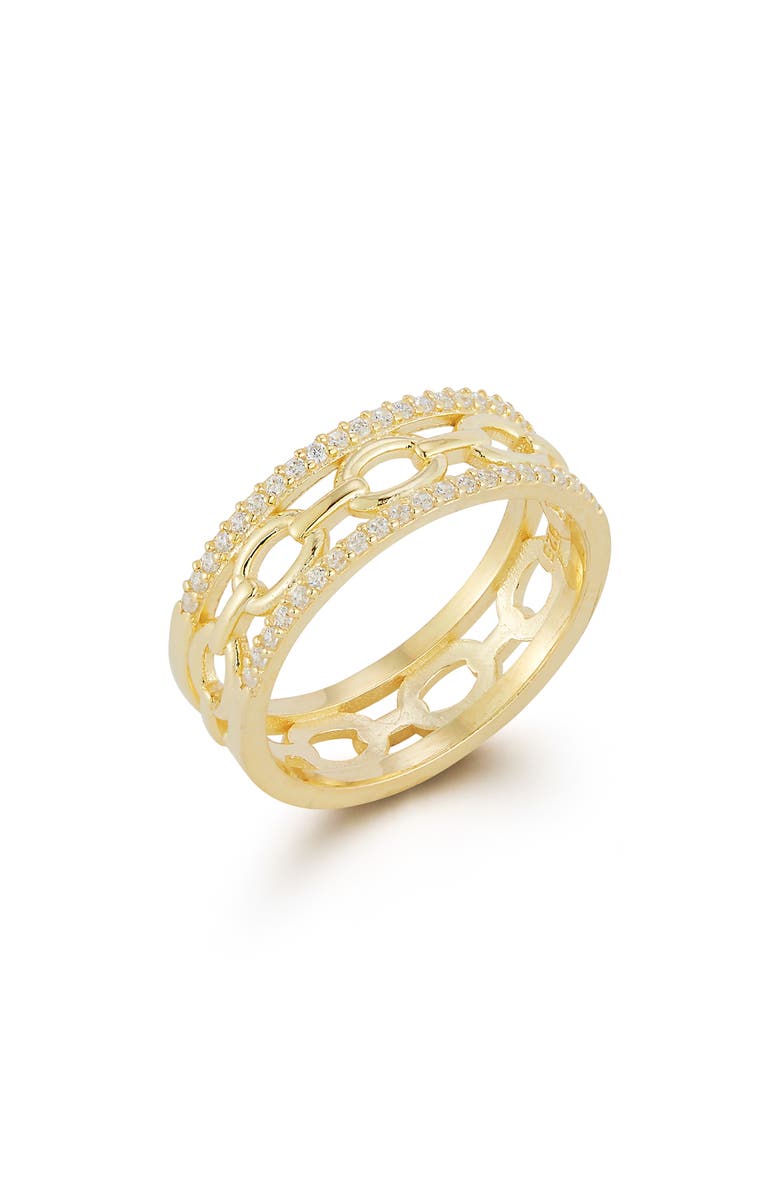CHLOE AND MADISON Link Band Ring, Alternate, color, Gold