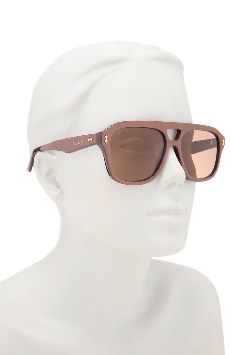 Gucci 57mm Pilot Sunglasses, Alternate, color, 