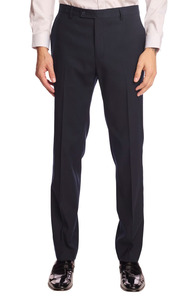 Downing Slim Fit Flat Front Dress Pants, Main, color, NAVY BLUES