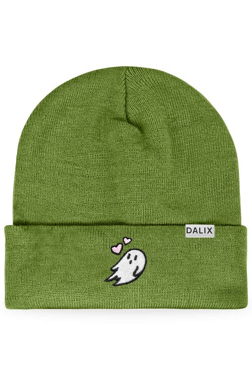 Dalix Heartly Ghost Beanie In Olive