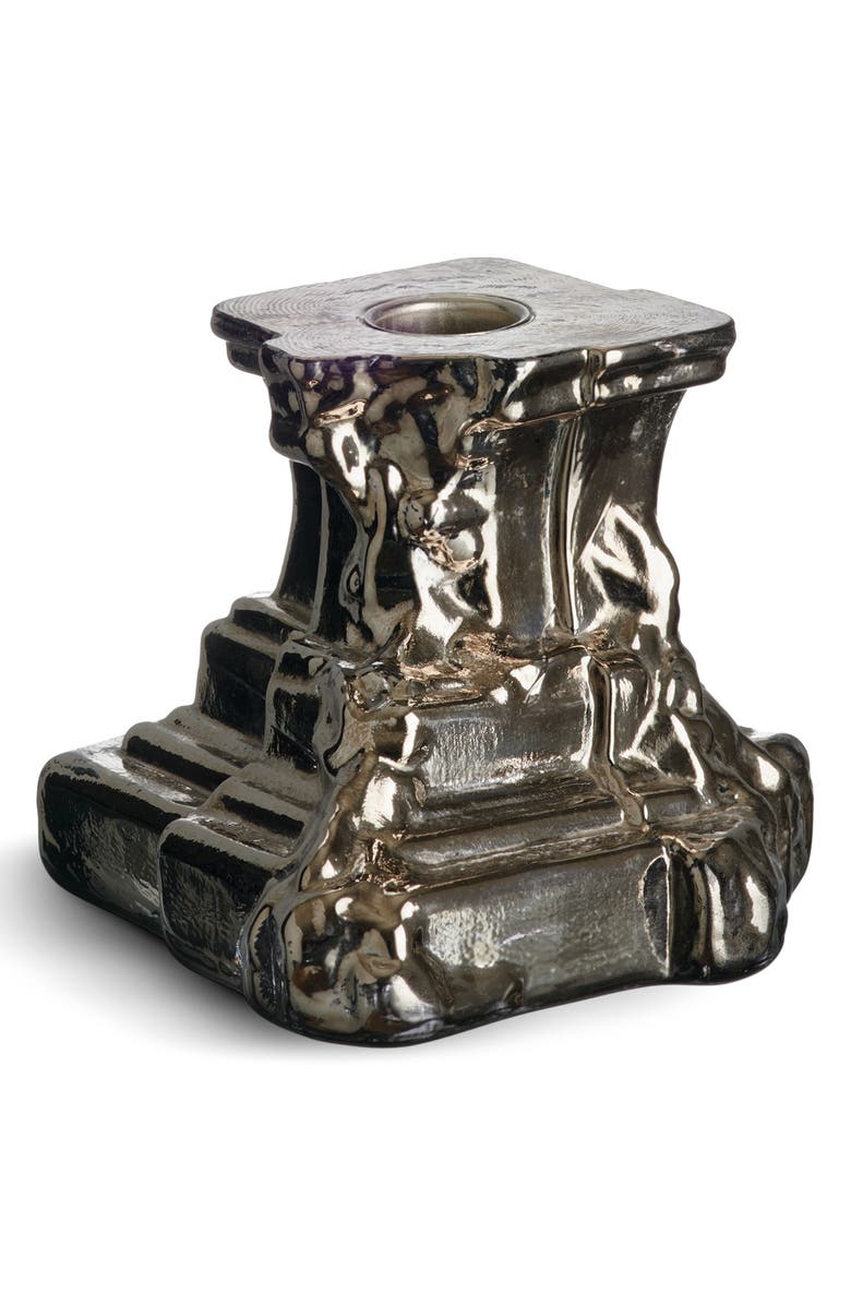 Kosta Boda Rocky Small Baroque Candlestick, Main, color, Gray