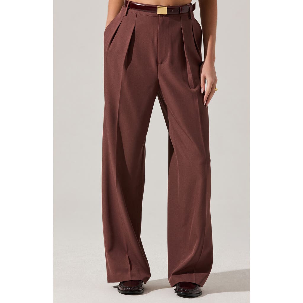 Astr The Label Faria Wide Leg Pants In Brown