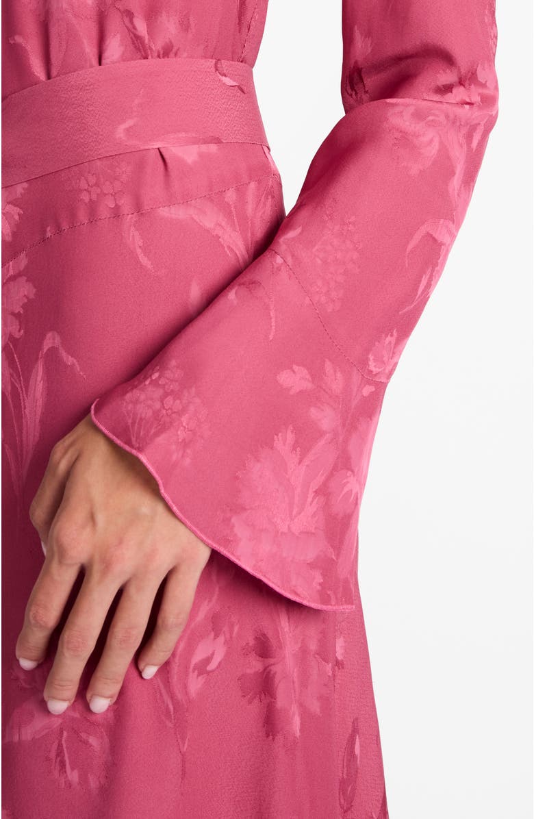 Santorelli Rachel Long Sleeve Asymmetric Midi Dress in Floral Jacquard, Alternate, color, Crushed Berry