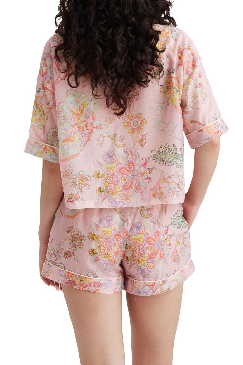 Coco Floral Cotton & Silk Short Pajamas, Alternate, color, PAPINELLE PINK