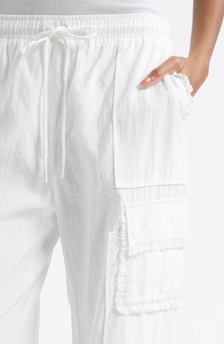 Cinq à Sept Nitsan Ruffle Trim Parachute Pants, Alternate, color, White
