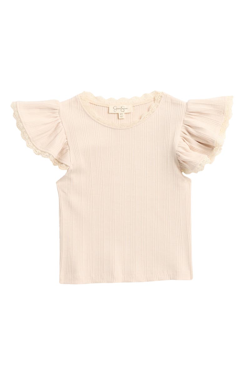 Jessica Simpson Kids' Flutter Sleeve Rib Knit Top, Main, color, 