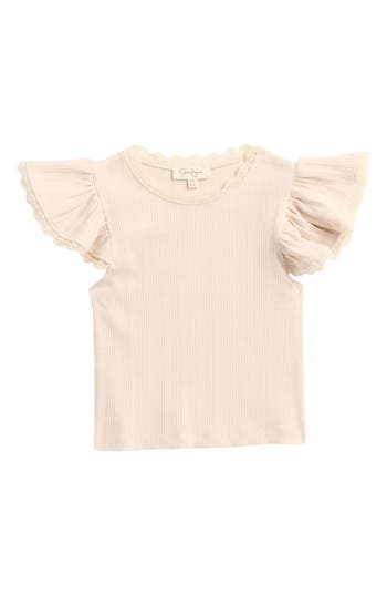 JESSICA SIMPSON JESSICA SIMPSON KIDS' FLUTTER SLEEVE RIB KNIT TOP