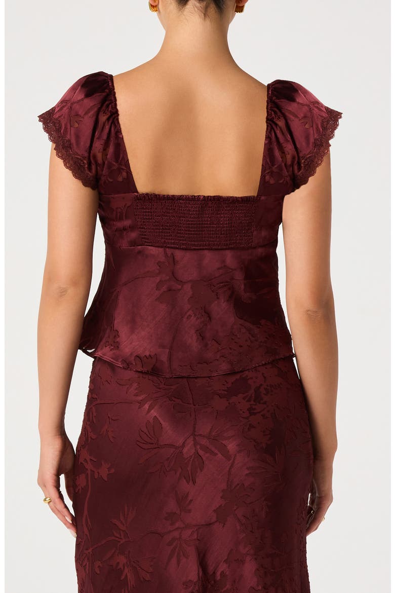 Vanessa Lace Trim Jacquard Top, Alternate, color, MULBERRY
