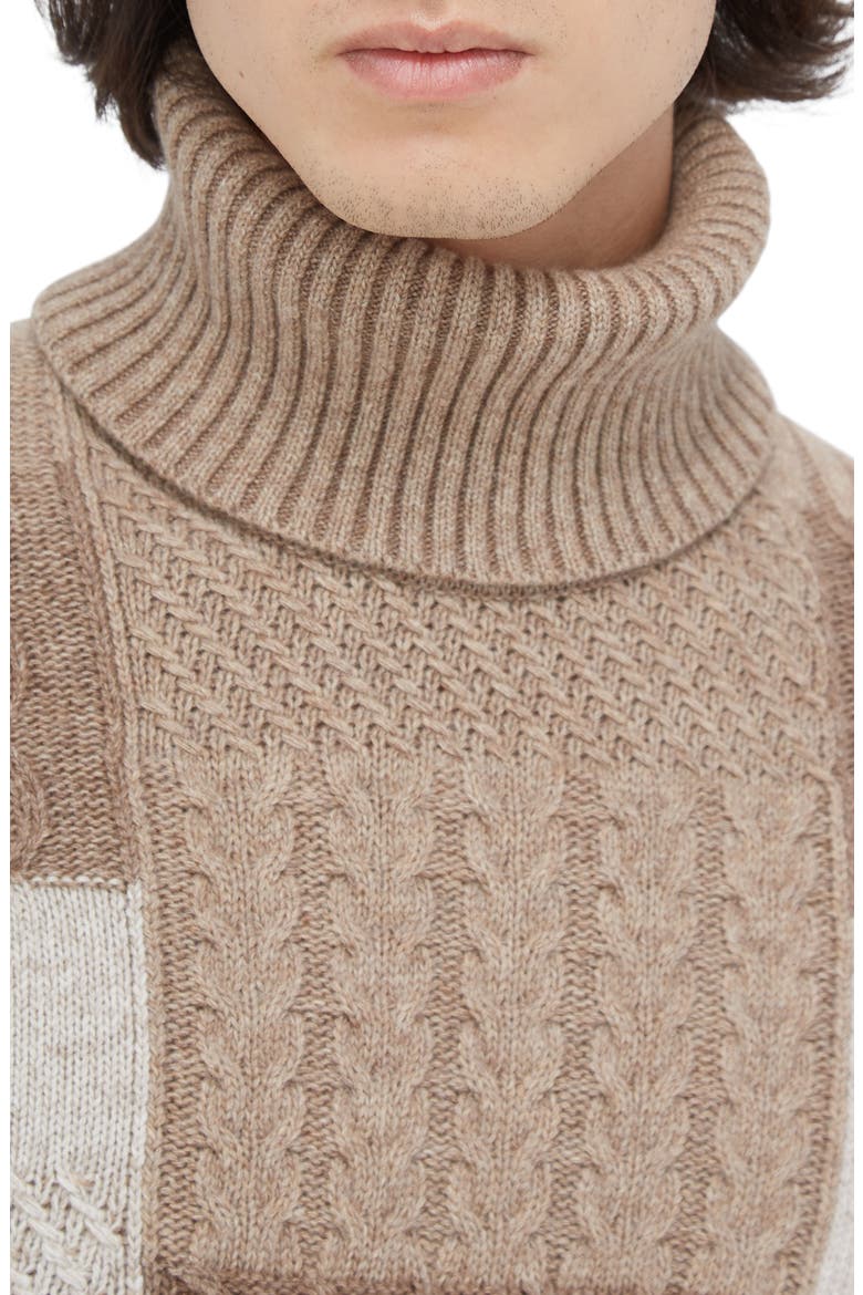 Pattern Wool Blend Turtleneck Sweater, Alternate, color, STONE