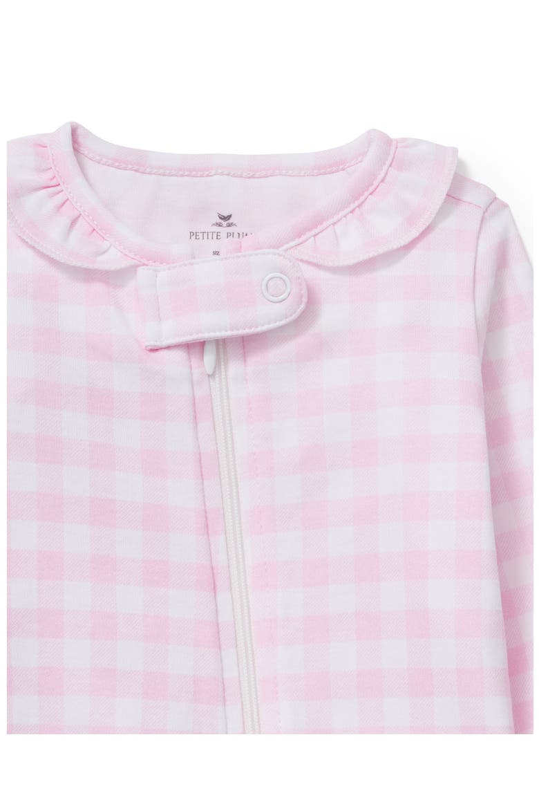 Gingham Pima Cotton Footie Romper, Alternate, color, LIGHT PINK