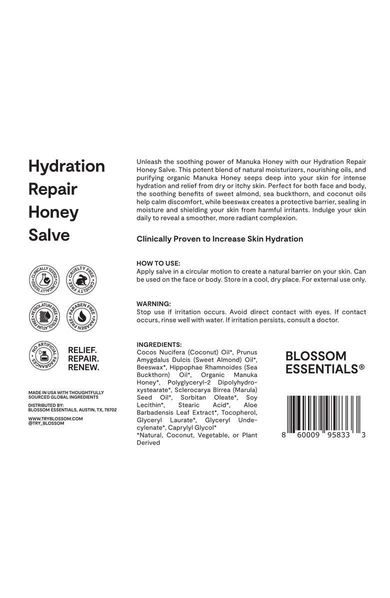 Blossom Essentials Hydration Repair Honey Salve, Alternate, color, NO COLOR