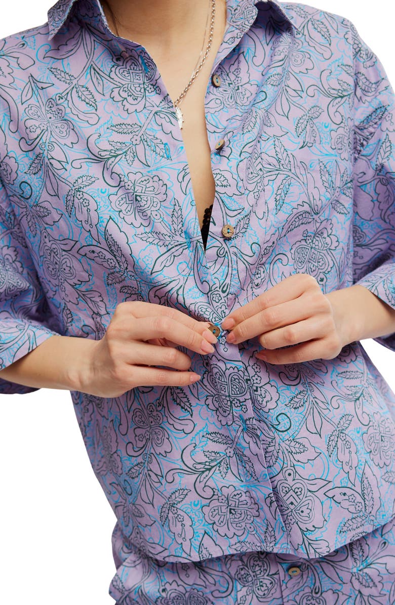 Free People Sleeper Check Pajamas, Alternate, color, Lavender Combo