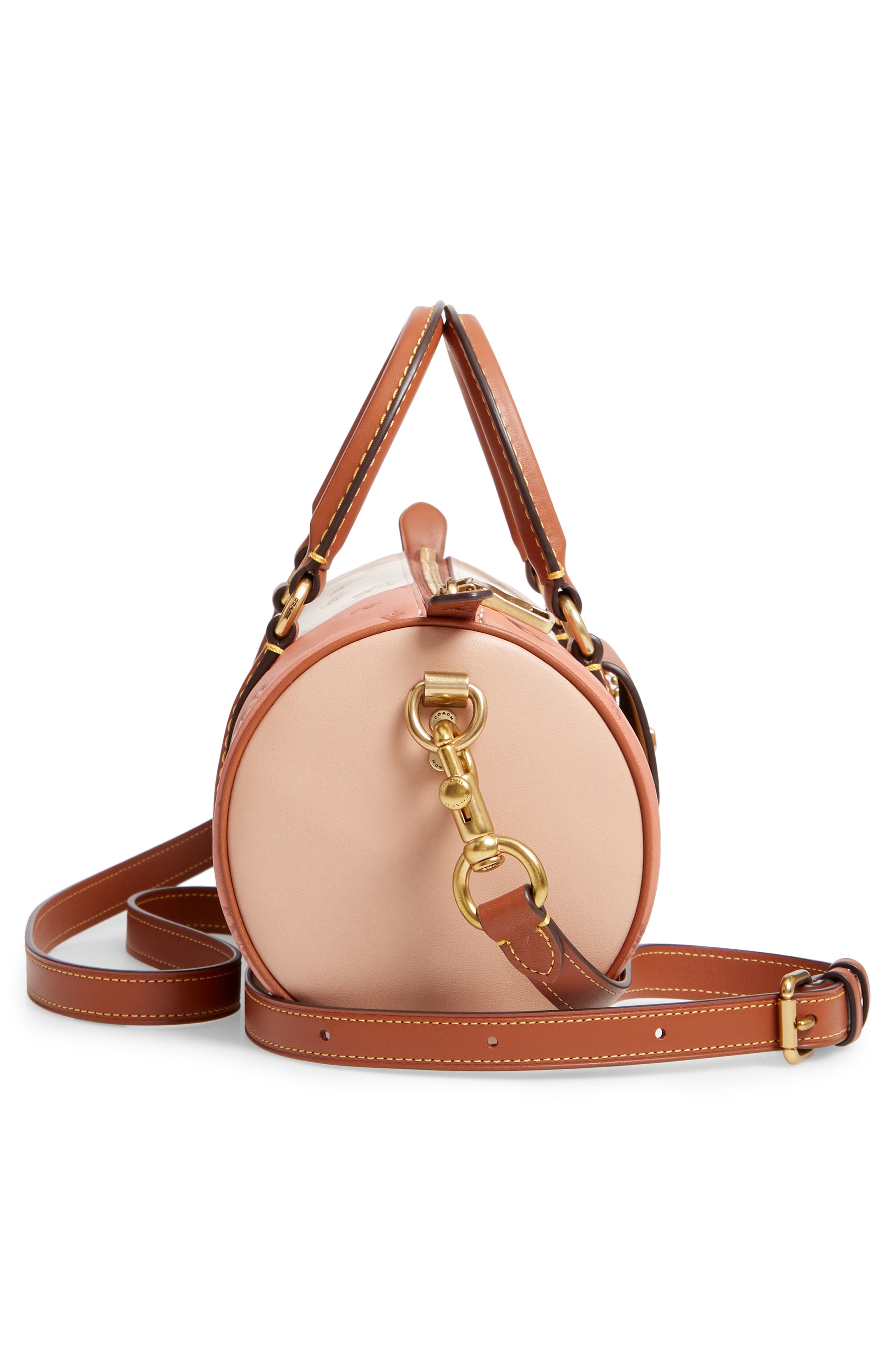 Disney x COACH 101 Dalmatians Leather Barrel Bag, Alternate, color, NUDE PINK MULTI