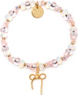 Little Words Project Bow Charm Beaded Stretch Bracelet