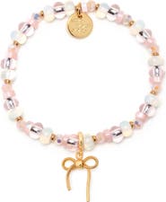 Little Words Project Bow Charm Beaded Stretch Bracelet