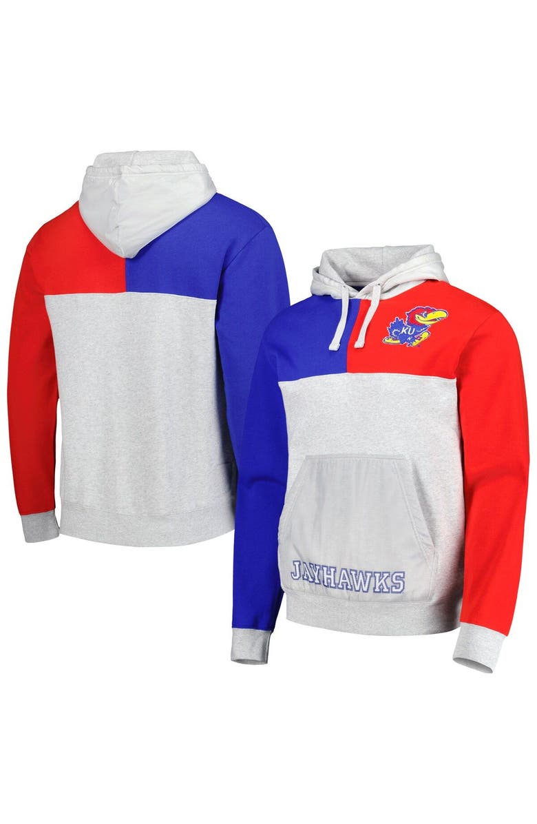 Mitchell & Ness Men's Mitchell & Ness Heather Gray Kansas Jayhawks Tie-Breaker Pullover Hoodie, Main, color, Heather Gray