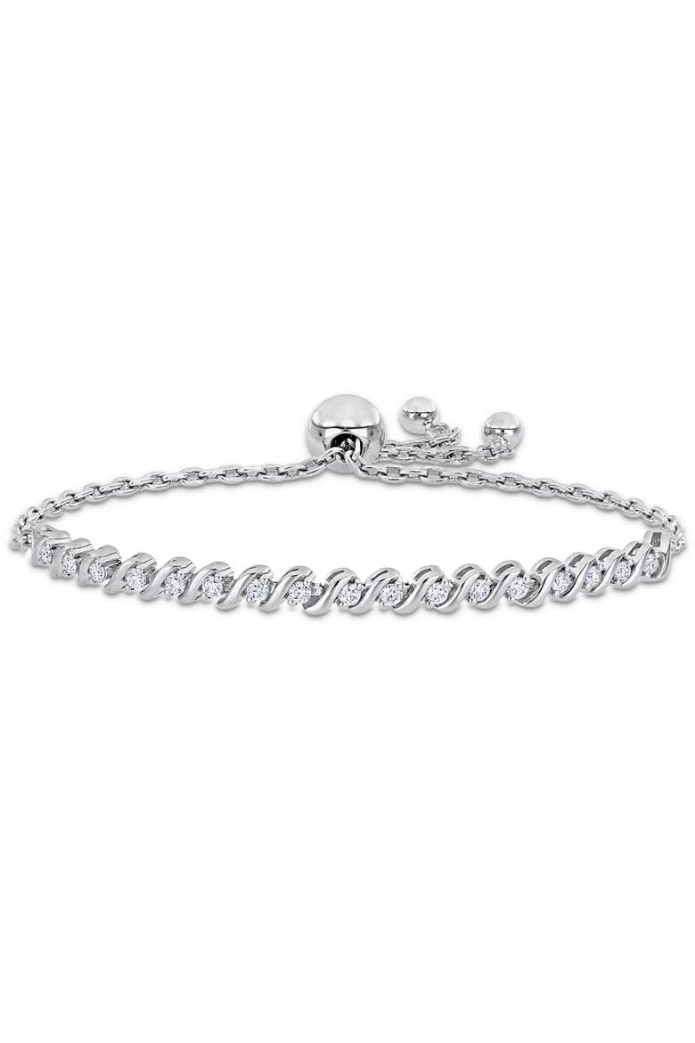 Moissanite S Link Adjustable Bolo Bracelet, Main, color, Sterling Silver