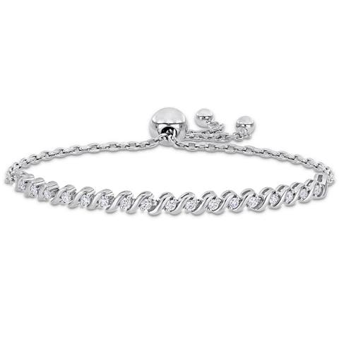 Moissanite S Link Adjustable Bolo Bracelet