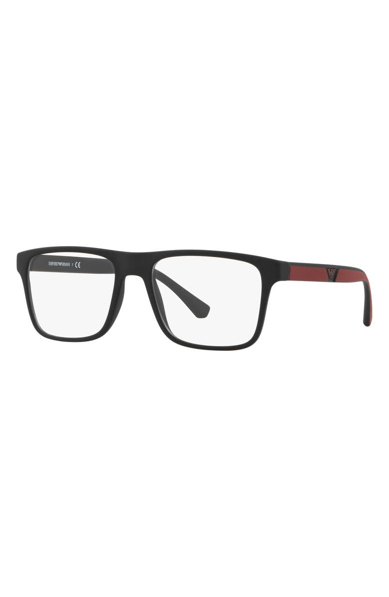 Emporio Armani Rectangular Optical Glasses, Alternate, color, Matte Black