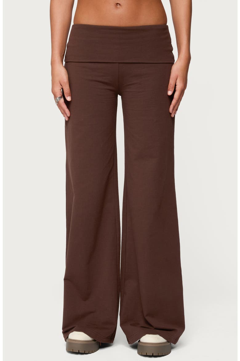 Wide Leg Foldover Pants, Main, color, BROWN