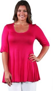 24seven Comfort Apparel Elbow Swing Tunic Top