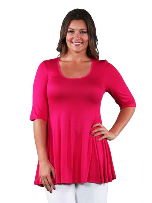 24seven Comfort Apparel Elbow Swing Tunic Top In Red