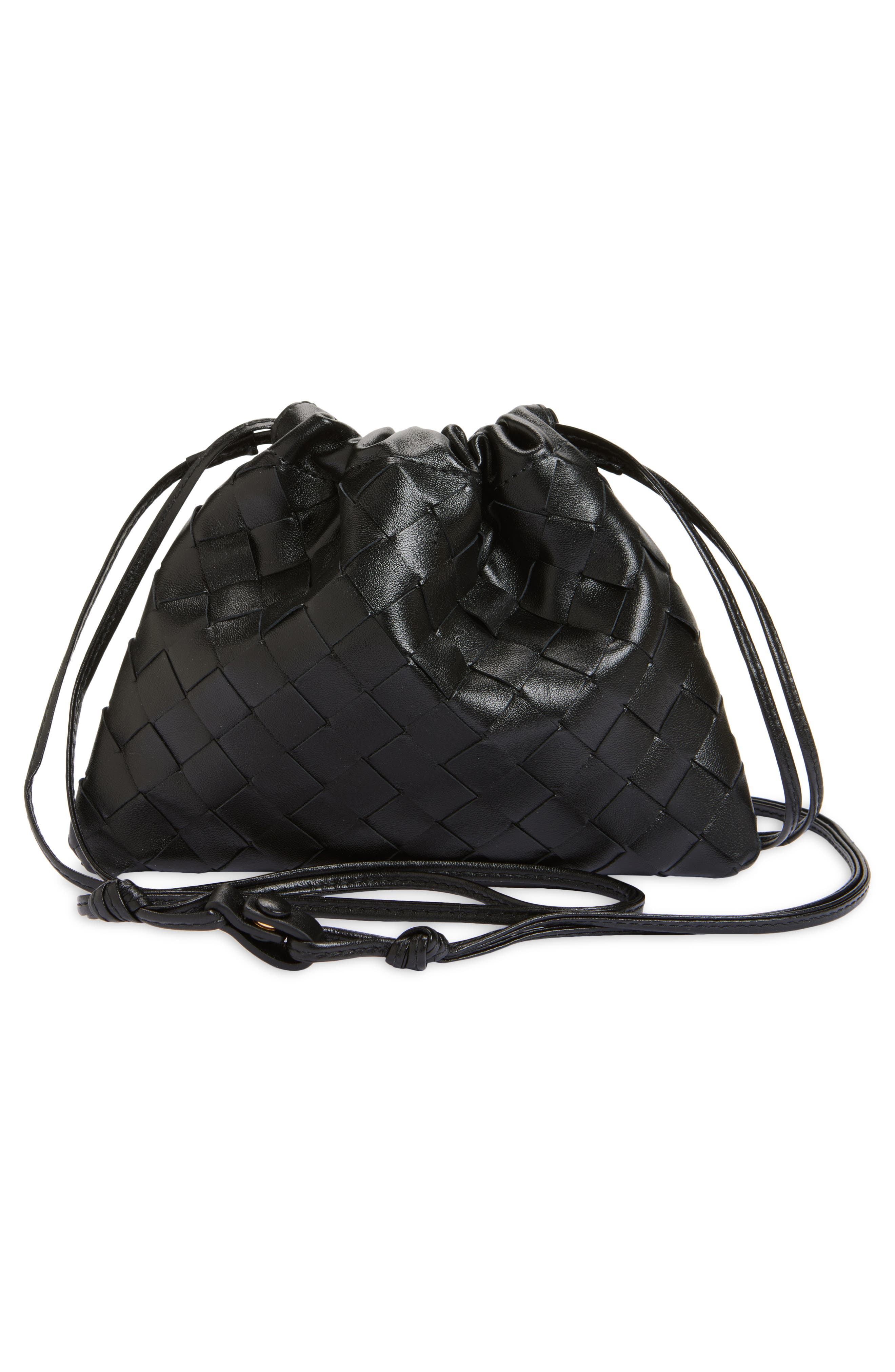Bottega Veneta Small Dustbag Intrecciato Leather Shoulder Bag, Alternate, color, 8425 Black-Gold