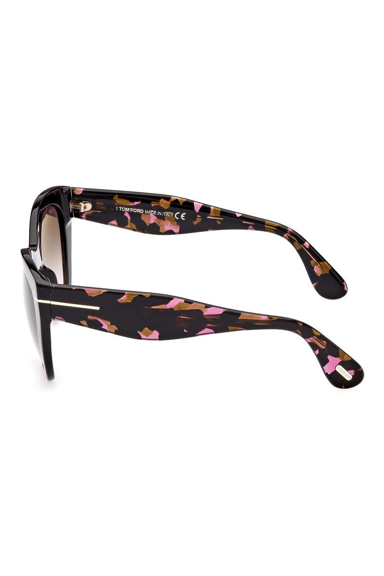 Cara 56mm Square Sunglasses, Alternate, color, BLACK/ GRADIENT SMOKE
