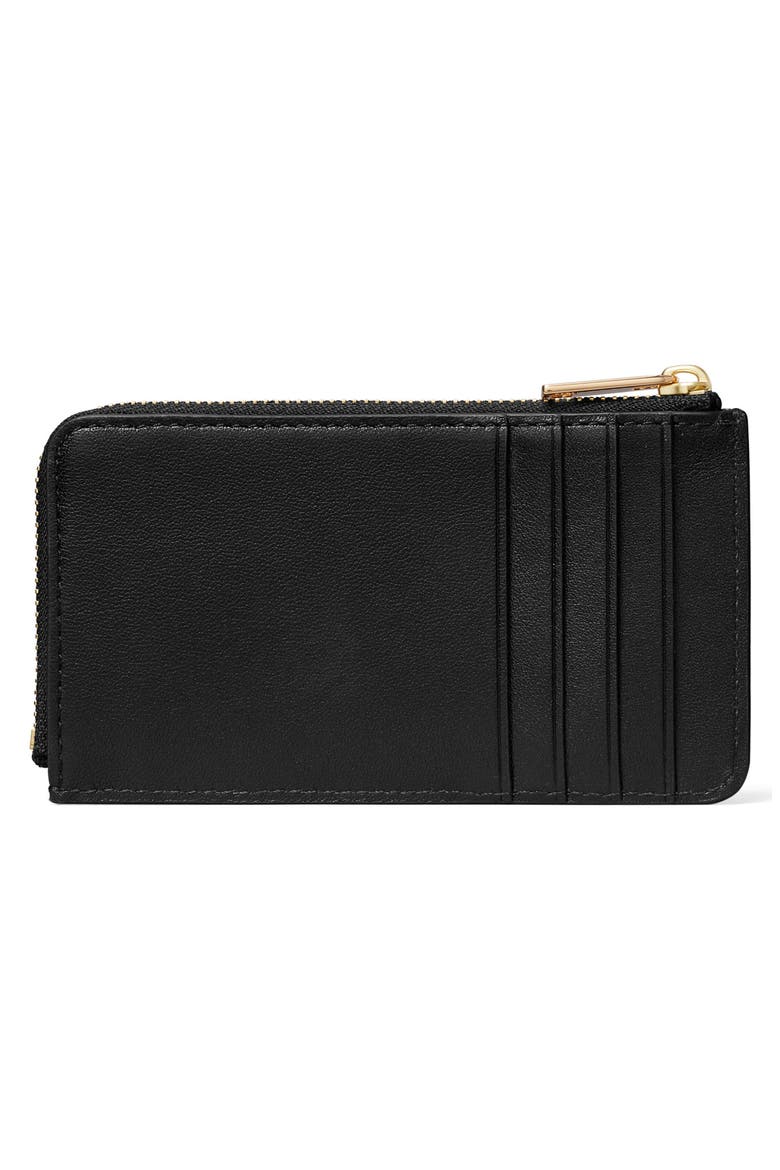 Charlie Zip Leather Card Case, Alternate, color, BLACK