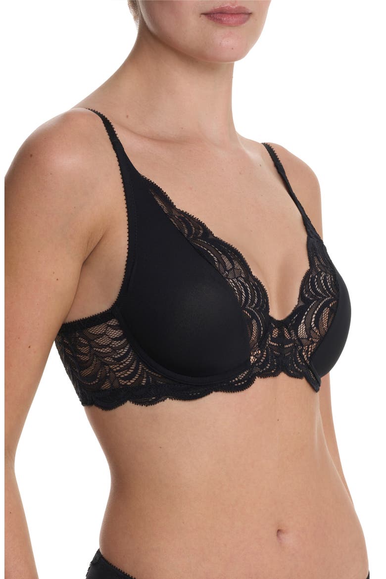 Persuasion Lace Convertible Plunge T-Shirt Bra, Alternate, color, BLACK