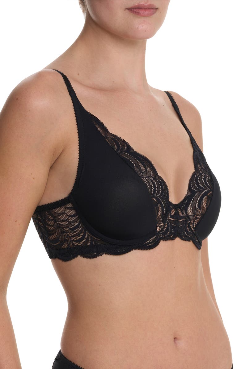 Natori Persuasion Lace Convertible Plunge T-Shirt Bra, Alternate, color, Black
